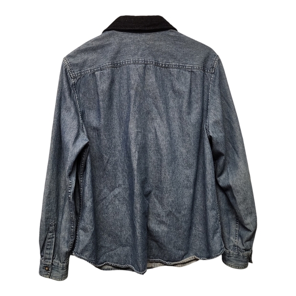 🎄 Vintage Van Heusen Denim holiday Shirt with Embroidered pine needles Details - Picture 4 of 7